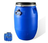 Barriles De Envío Con Tapa Y Anillo, Barril Grado Alimenticio, Alternativa Al Barril De Lluvia, Barril Azul Boca Ancha Con Anillo, Hermético Para Agua(100l)