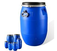 Barriles de plástico azul, barril de almacenamiento de agua de grado con tapa y anillo de cierre, tambor de agua de plástico for contenedor sellado con asas(100L)