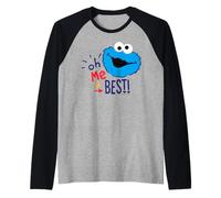 Barrio Sésamo Cookie Monster Best Ever Big Head Classic LOL Camiseta Manga Raglan