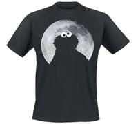 Barrio Sesamo Cookie Monster - Moonlight Unisex Camiseta Negro XL 100% algodón Glow-In-The-Dark Regular