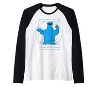 Barrio Sésamo Cookie Monstruo Da Vinci Parodia Clásico Diversión Camiseta Manga Raglan