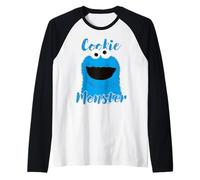 Barrio Sésamo Cookie Monstruo De Dibujos Animados Loco Camiseta Manga Raglan