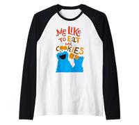 Barrio Sésamo Cookie Monstruo Dibujos Animados Leyenda Grande Retro Camiseta Manga Raglan