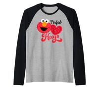 Barrio Sésamo Elmo Amor San Valentín Corazón Abrazo Vintage Camiseta Manga Raglan