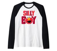 Barrio Sésamo Elmo Cuddle Lindo Dulce Cara Tonto Clásico Niño Camiseta Manga Raglan