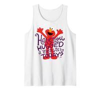 Barrio Sésamo Elmo Monstruo Abrazo Divertido Amistoso Pose Vintage BFF Camiseta sin Mangas