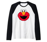 Barrio Sésamo Elmo Retro Comic Cute Face Cuddle Vibes Happy Camiseta Manga Raglan