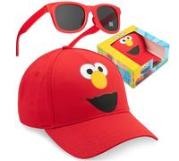 Barrio Sesamo Gorra y Gafas de Sol Niño 2-6 Años, Elmo Set Infantil con Protección Solar UV, Gorra Verano con Gafas Sol, Regalo para Niños (Roja Elmo)