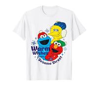 Barrio Sésamo Navidad Big Bird Elmo Cookie Monster Friends Fun Camiseta