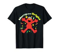 Barrio Sésamo Navidad Elmo Navidad Cuddle Merry Bright Retro Camiseta