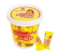 Barritas de cacahuete finas, caja de plástico x 50 unidades - Paçoca Rolha Tradicional Moreninha do Rio 750 g