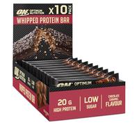 Barritas de Proteína Batida de Optimum Nutrition, Snacks Saludables Bajos en Calorías, Bajo en Carbohidratos y Bajo en Azúcar, Snack para Hombres y Mujeres, Sabor a Caramelo de Chocolate, 10 x 65 g