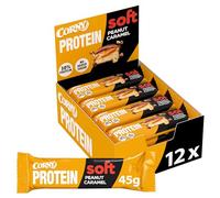 Barritas de Proteínas, Corny Protein, Soft Chocolate y Cacahuetes Sabor Caramelo, 13,5 gr de Proteínas, 0% Azúcares Añadidos - Pack 12x45 g Taste the Power