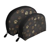 Barro con Estampado de Patas, Bolsa de Maquillaje de Concha, Monedero pequeño para Mujer, Bolsa de artículos de tocador, Bolsa de cosméticos, 2 Piezas