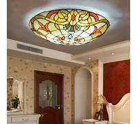 Barroco Lámpara de techo Clásico Lámpara de Dormitorio plafón Tiffany E27 Retro LED iluminación Rústico Redondo Cristal Mediterráneo Lámpara colgante para Oficina Salón Comedor Pasillo Balcón (50cm)