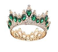 Barroque Cristal Corona Bridal Queen Tiara Diadem Prom Party Wedding Hair Jewelry Tiaras y coronas adornos de cabeza de cabeza (corona roja dorada)