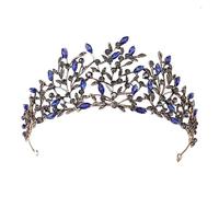 Barroque Vintage Negro de oro plateado Crown Crown Red verde azulado Cristal Renúdón Princesa Queen Diadems Accesorios para el cabello de la boda Traje (Color: Azul Negro)