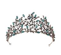 Barroque Vintage Negro Gold Silver Crown Red Red Blue Crystal Rhinestone Princess Queen Diadems Accesorios para el cabello de boda Traje (Color: Verde Negro)