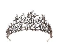 Barroque Vintage Negro Gold Silver Crown Red Red Green Blue Crystal Rhinestone Princesa Queen Diadems Accesorios para el cabello de la boda Traje (Color: Negro)