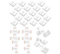 BARRU 28Pcs Kit de Conector de Tira de Luz LED, Incluye 20x Conectores de 4 Pines sin espacios, 4x Conectores RGB en Forma de L, 4x Conectores RGB en Forma de T, para LED SMD 5050