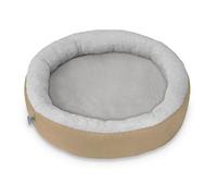 BARRY & LUCY Cama para Perros Cama para Gatos 2 En 1 Cama Redonda Impermeable para Mascotas Cojín para Perros con Tela Cálida (S (Ø 40 cm), Beige)