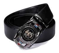 Barry.Wang Cinturón de trinquete para hombre, cinturón de cuero genuino con hebilla automática, juego de regalo de moda para hombres, Un Dragón Negro Nuevo, Waist Size 30''-39'',Belt 45''(115cm)