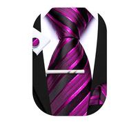 Barry.Wang Juego de 4 corbatas de seda a cuadros para hombre, diseño de rayas, de bolsillo, cuadradas, para bodas, negocios, Negro Y Púrpura, Taille unique
