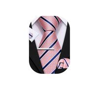 Barry.Wang Juego de corbatas para hombre, de seda, a cuadros, con pañuelo de bolsillo, gemelos y alfiler, 4 piezas, clásico, para negocios o boda, Taille unique