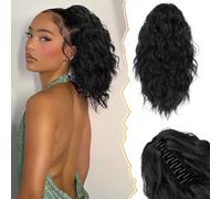 BARSDAR Corta Cola de Caballo de Extensión 30cm Pinza de Garra Coleta Extensiones de Cabello Multi Layered Ondulado Negro Pelo Sintética Clip Cola de Caballo Postizos para Mujer (Natural Negro)