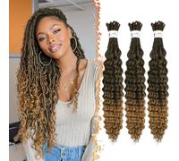 BARSDAR Faux Locs Crochet Hair, Largo Goddess Dreadlocks Ondulada Crochet Pelo para Negro Mujer 60cm 3 Packs Pre Looped Trenzado Sintetico Faux Locs con Rizado Ends Crochets Dreads Negro Ombre Rubio