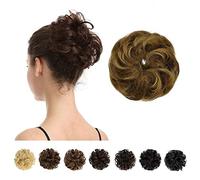 BARSDAR Gomas para el cabello 100% humano Extensiones de moño rizado y desordenado Moño de boda Piezas para mujeres Niños Cabello Updo Donut Chignons