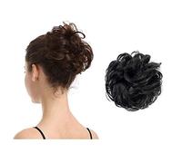 BARSDAR Gomas para el cabello 100% humano Extensiones de moño rizado y desordenado Moño de boda Piezas para mujeres Niños Cabello Updo Donut Chignons