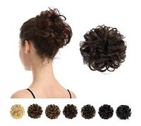 BARSDAR Gomas para el cabello 100% humano Extensiones de moño rizado y desordenado Moño de boda Piezas para mujeres Niños Cabello Updo Donut Chignons