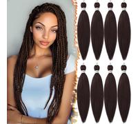 BARSDAR Pre-Stretched Braiding Hair, 66cm 8 Packs Castaña Largo Easy Trenzas Extensiones de Pelo Profesional Fibra Sintética Trenzas Africanas Extensiones Yaki Texture - 33#