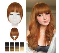 BARSDAR Real Human Hair Clip in Bangs - 100% Human Hair Clip in Bangs for Women - Auburn French Bangs Extensions Fringe with Temples Dyeable Real Hair Bangs Hairpieces - Medium Auburn