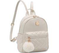 Barsine Mini mochila de moda para niñas, pequeña y bonita mochila de piel a cuadros para mujer, Marfil, S, Mini mochila de moda para niñas