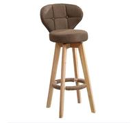 Barstools Cocina Contenedor Barro de Barbilla giratoria, Respaldo de Lino de algodón de Madera y reposapiés, Sentado Alto 65 cm/75 cm Tan, Sitting High 75cm