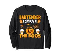 Bartender de Halloween I Serve The Boos, Divertido para Hombres y Mujeres Manga Larga