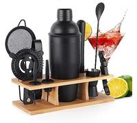 Bartender Kit 11-Piezas Coctelera-Mezclador para Cócteles 25oz Boston Shaker-Accesorios de Bar con Elegante Soporte de Bambú Mix Drink Shaker Kit Kit Martini…