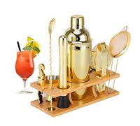 Bartender Kit 11-Piezas Coctelera-Mezclador para Cócteles 25oz Boston Shaker-Accesorios de Bar con Elegante Soporte de Bambú Mix Drink Shaker Kit Kit Martini…