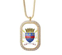 Barthelemy - Collar con colgante de emblema nacional de Asia con diamantes de cristal dorado