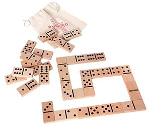 Bartl 103926 Extra Large Domino XXL de Madera de Haya Natural Ideal para niños pequeños y Personas Mayores (28 Piezas de 8 cm x 4 cm) con una práctica Bolsa de algodón para Guardar