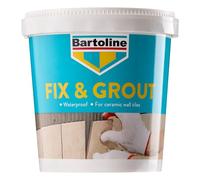 Bartoline Adhesivo para azulejos Fix and Grout de 1 kg, listo para usar, resistente al agua y superblanco, para paredes, baños y duchas.