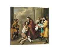 Bartolome Estёban Murillo Póster impreso "El retorno del hijo pródigo (1667-1670)」 Lienzo decorativo para pared, impresión para colgar fotos, idea decorativa, 60 x 60 cm