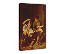 Bartolome Esteban Murillo Famous Prints Two Boys Eating A Melon And Grapes Póster decorativo para pared, bar, restaurante, garaje, cafetería, letrero de regalo