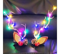 Bartosi Horquillas de Navidad con luz LED para el pelo, cuernos de reno, horquillas de Navidad