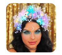 Bartosi Light Up Tiaras de estrellas de mar y coronas LED Pearl Bridal Headband Beach Wedding Wedling ACCESORIOS CHEAL PEA MEJORES PARA MUJERES