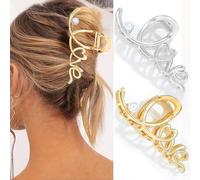 BARTOSI Pinzas de metal doradas para el cabello, pinzas antideslizantes para cabello grueso, accesorios para mujeres y niñas (paquete de 2)