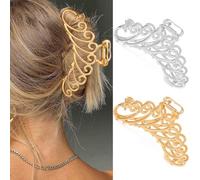 BARTOSI Pinzas de metal doradas para el pelo, pinzas grandes antideslizantes, accesorios de moda para mujeres y niñas (paquete de 2)