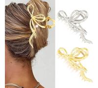 BARTOSI Pinzas de metal dorado para cabello grueso, con lazo grande, accesorios para el cabello para mujeres y niñas (paquete de 2)